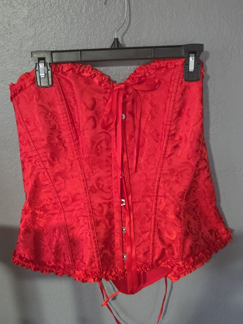 Red Satin Brocade Corset Top - Women Intimates & Sleepwear